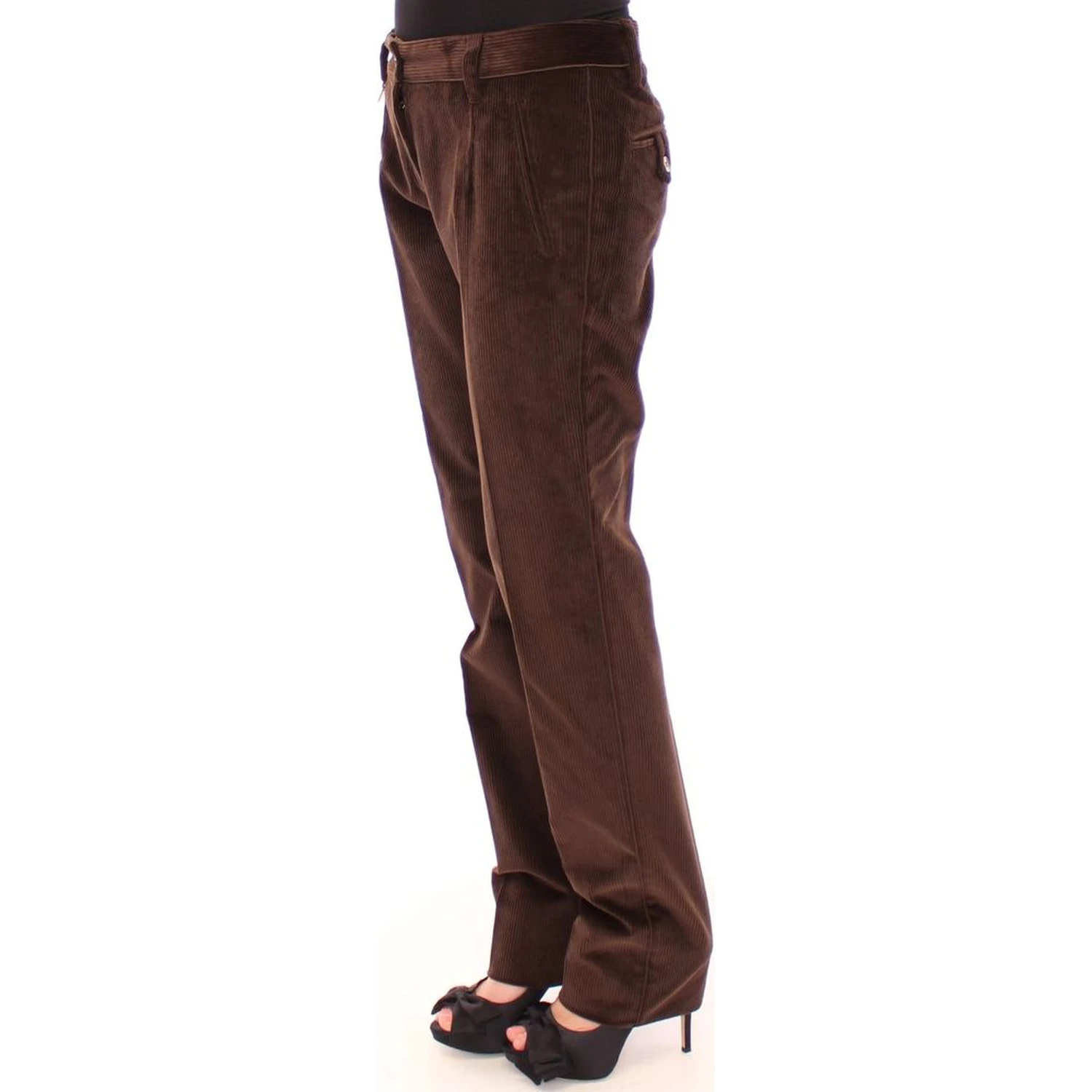 Brown Cotton Casual Pants