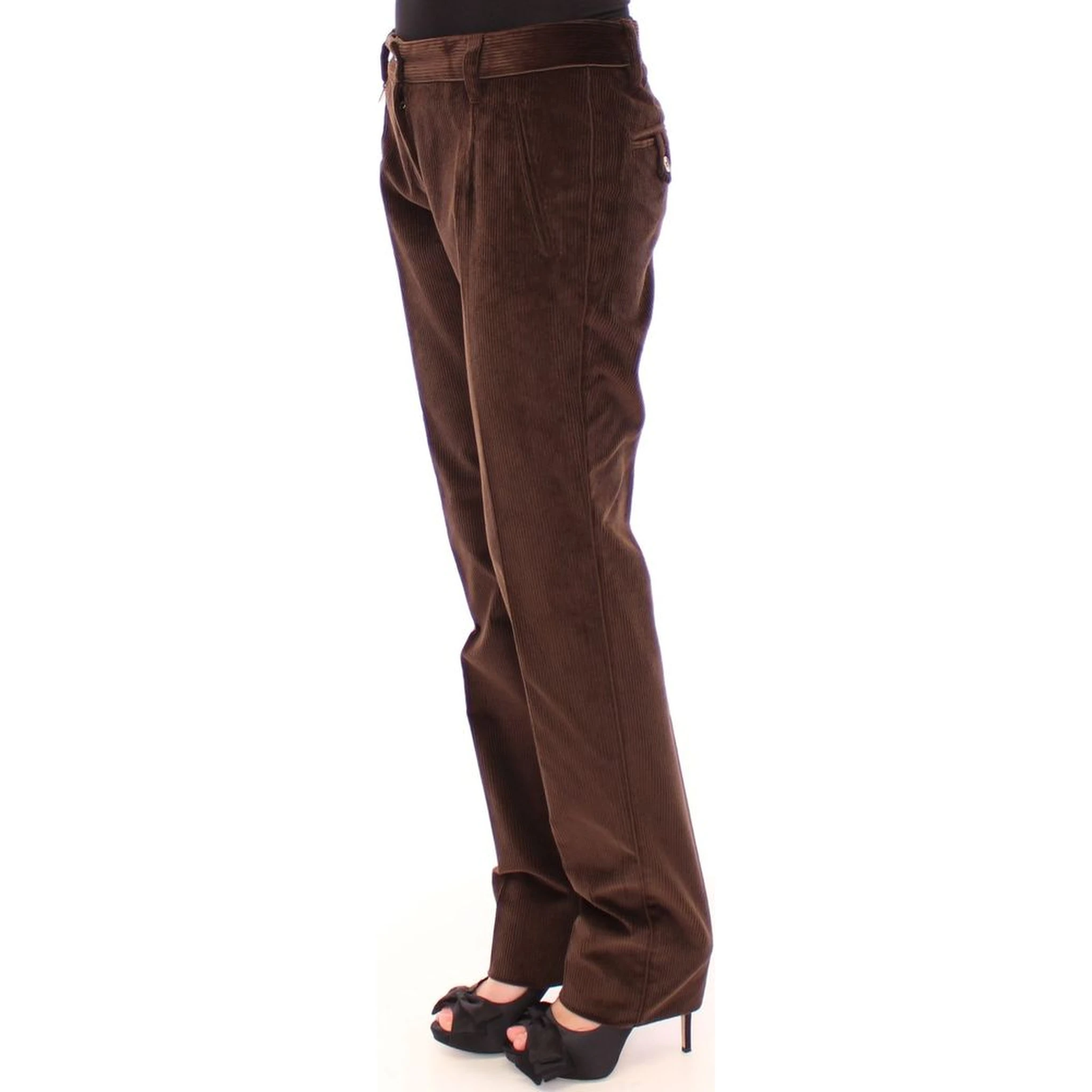 Brown Cotton Casual Pants