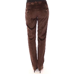 Brown Cotton Casual Pants