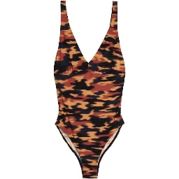 بدلة سباحة قطعة واحدة متعددة الألوان من البوليستر