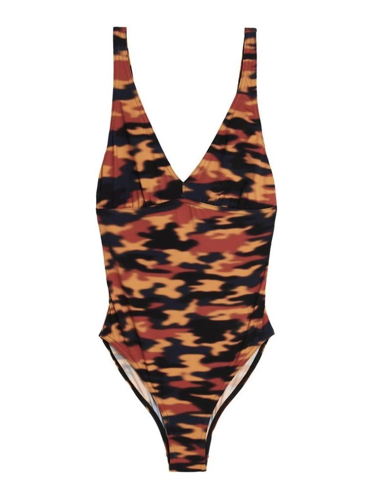 بدلة سباحة قطعة واحدة متعددة الألوان من البوليستر