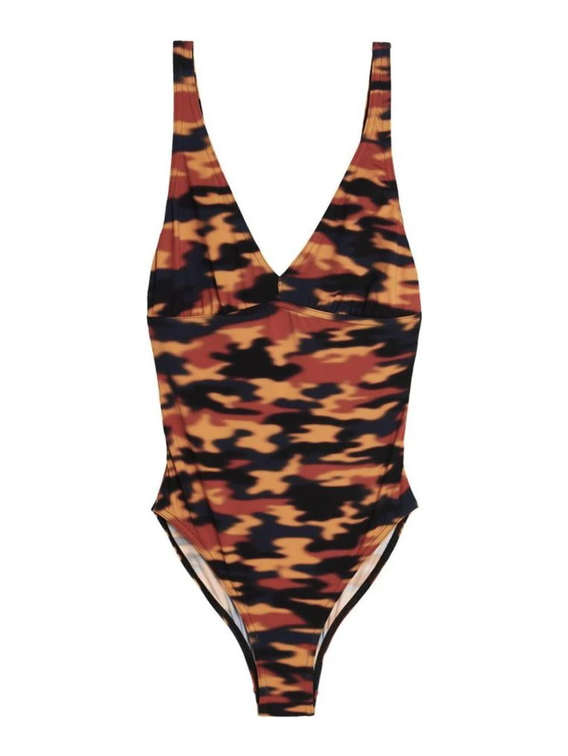 بدلة سباحة قطعة واحدة متعددة الألوان من البوليستر