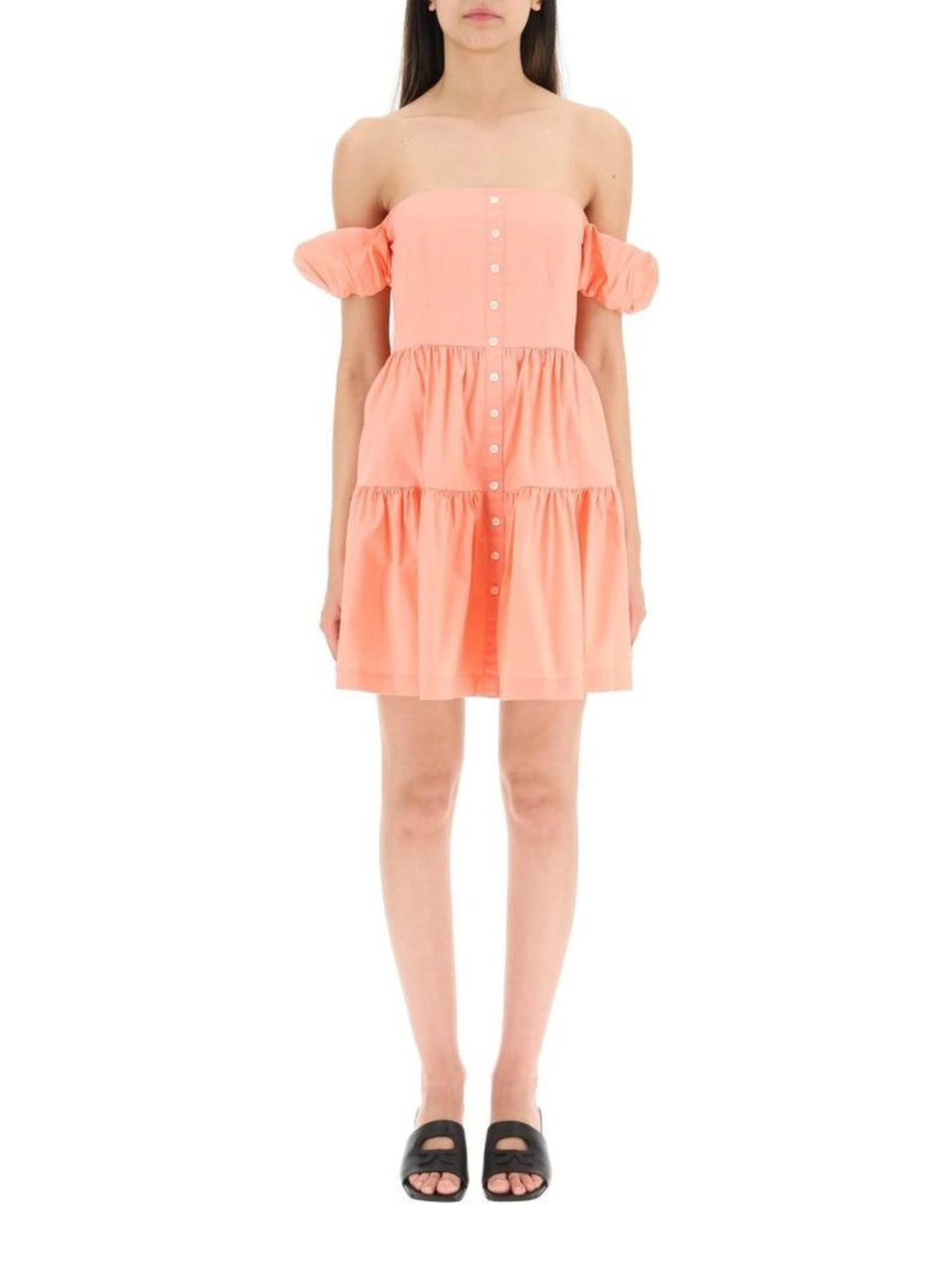 Orange Cotton Casual Dress