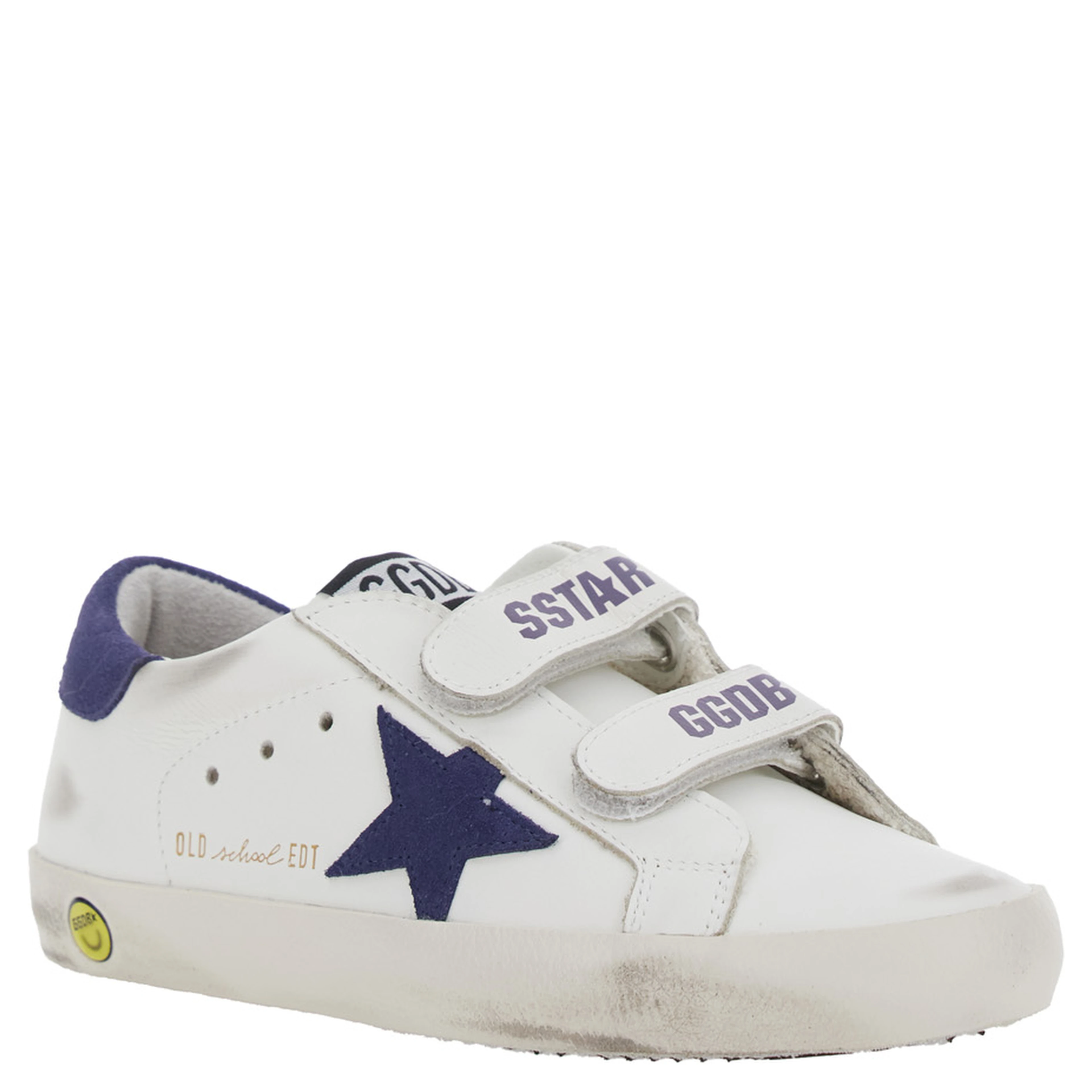 Old School White Low Top Sneakers with Side Star Patch in Leather boy