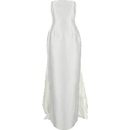 Imani White Long Dress with Off-the-Shoulder Design and Double Layer in Fabric Woman