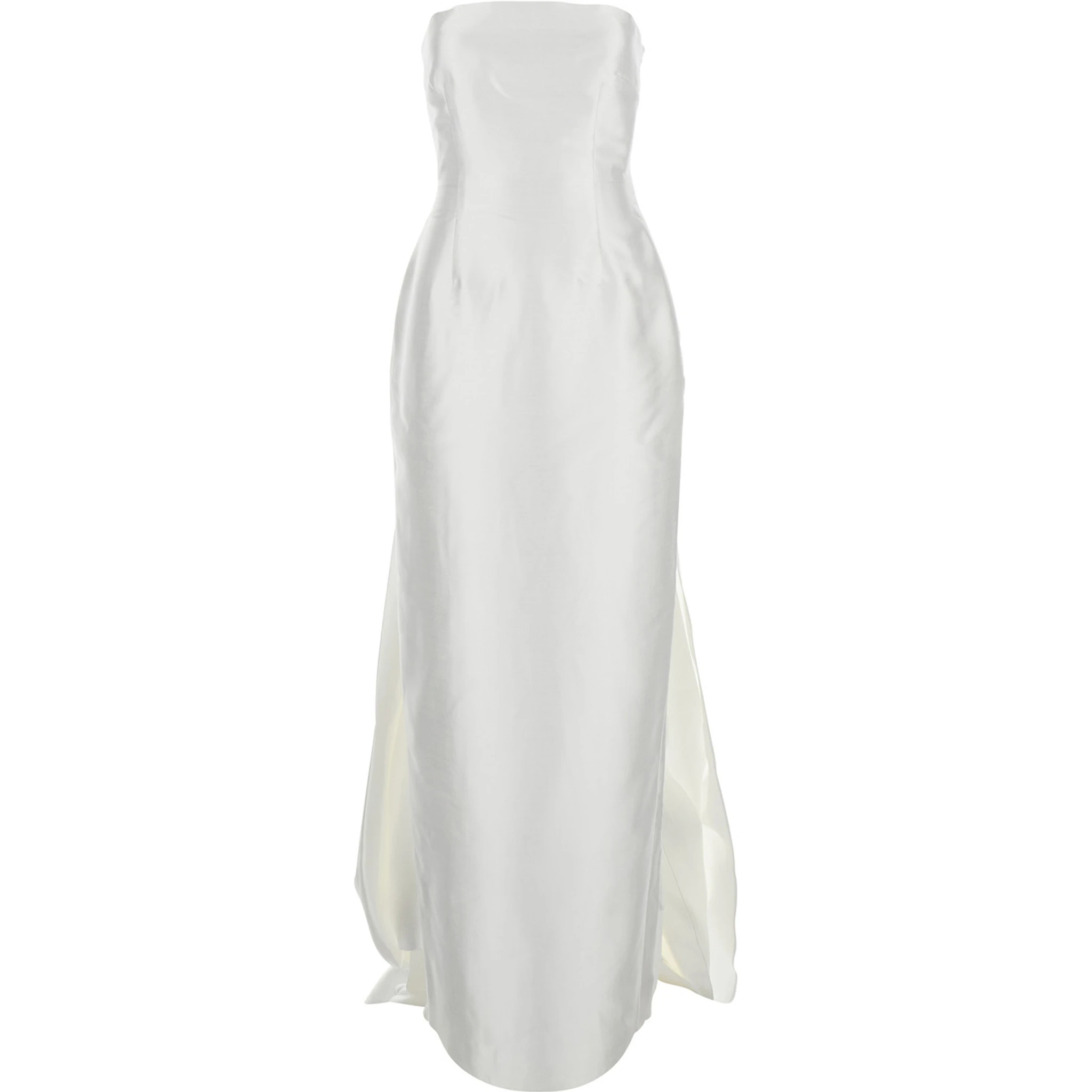 Imani White Long Dress with Off-the-Shoulder Design and Double Layer in Fabric Woman