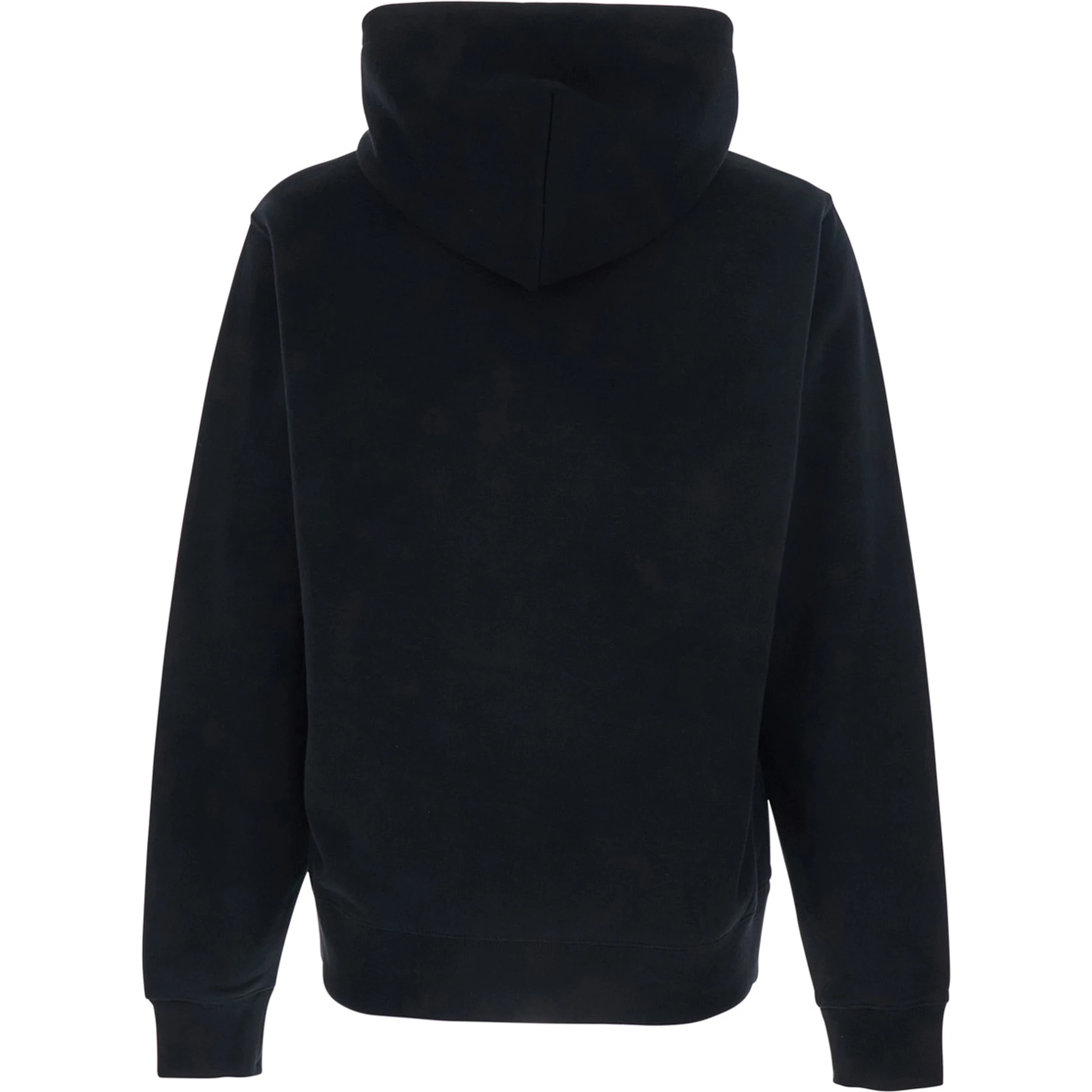 Black Hoodie with Drawstring Hood and Logo Lettering on the Front in Cotton Man