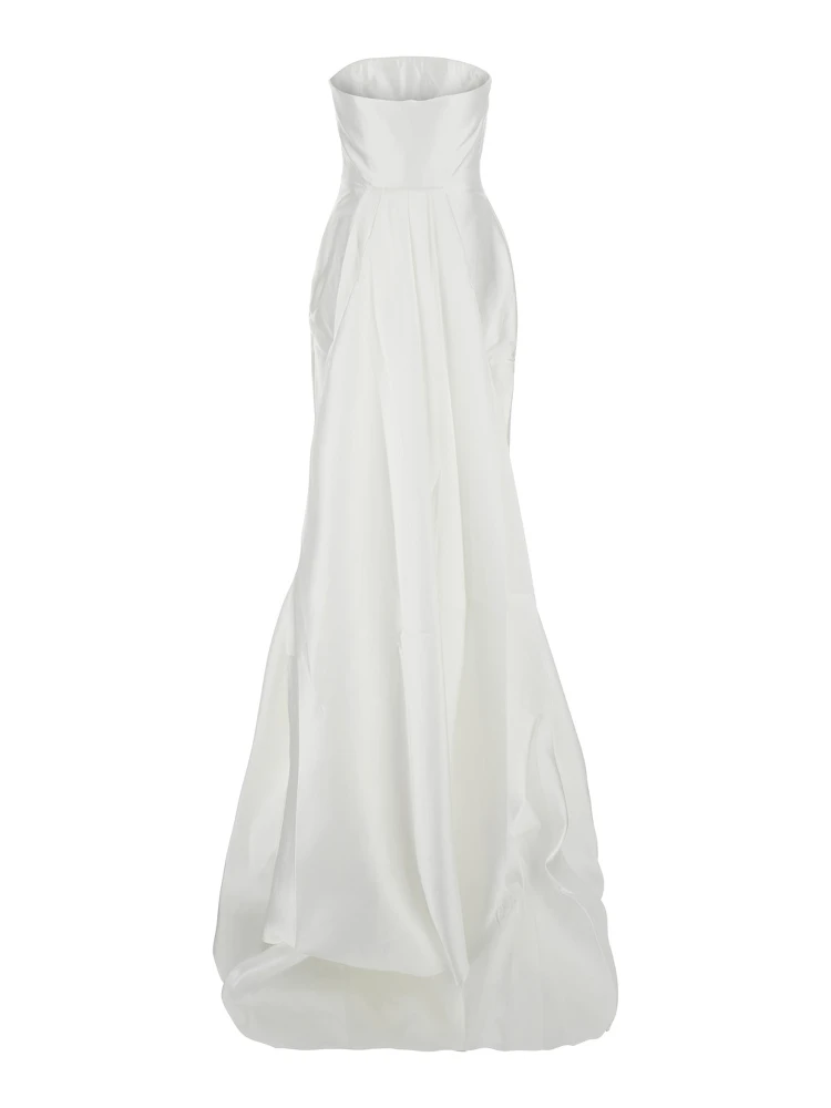 Imani White Long Dress with Off-the-Shoulder Design and Double Layer in Fabric Woman alternative