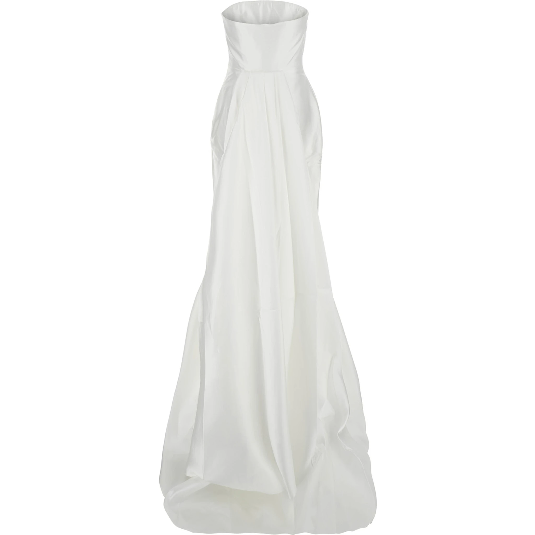 Imani White Long Dress with Off-the-Shoulder Design and Double Layer in Fabric Woman