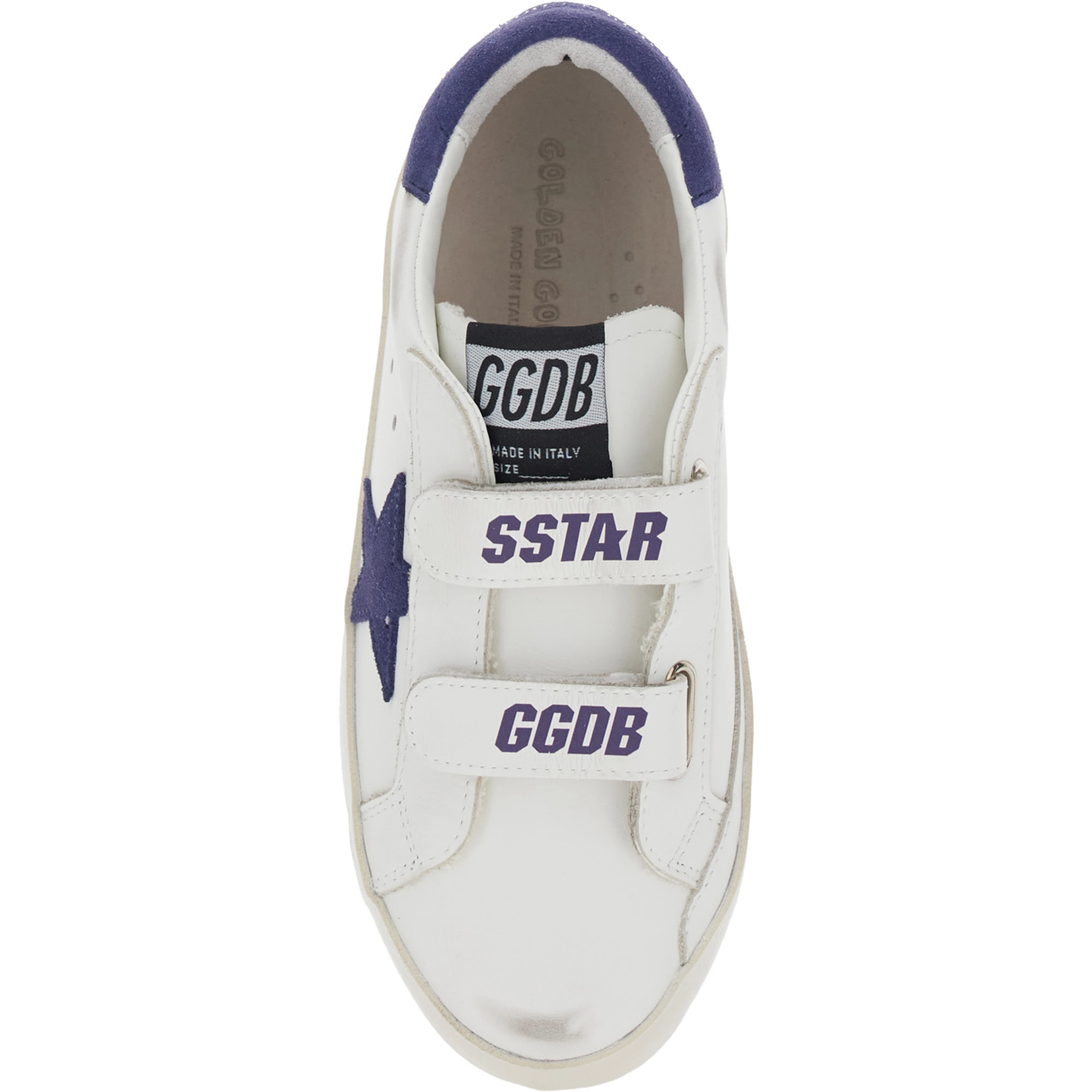 Old School White Low Top Sneakers with Side Star Patch in Leather boy