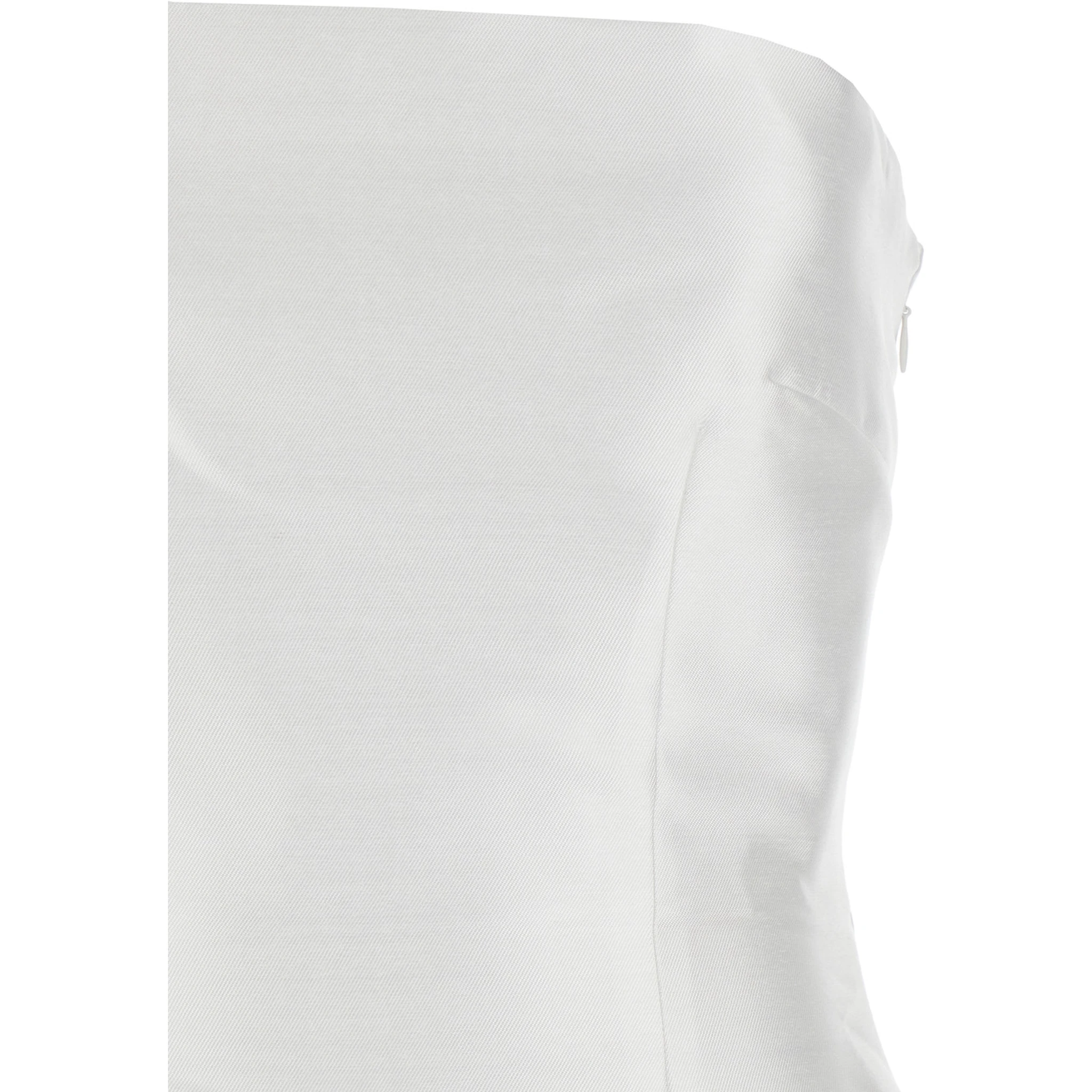 Imani White Long Dress with Off-the-Shoulder Design and Double Layer in Fabric Woman