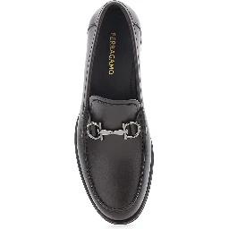 Brown Loafers with Metallic Gancini Detail on the Front in Leather Man