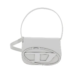 1DR White Shoulder Bag with Oval D Patch in Leather Woman