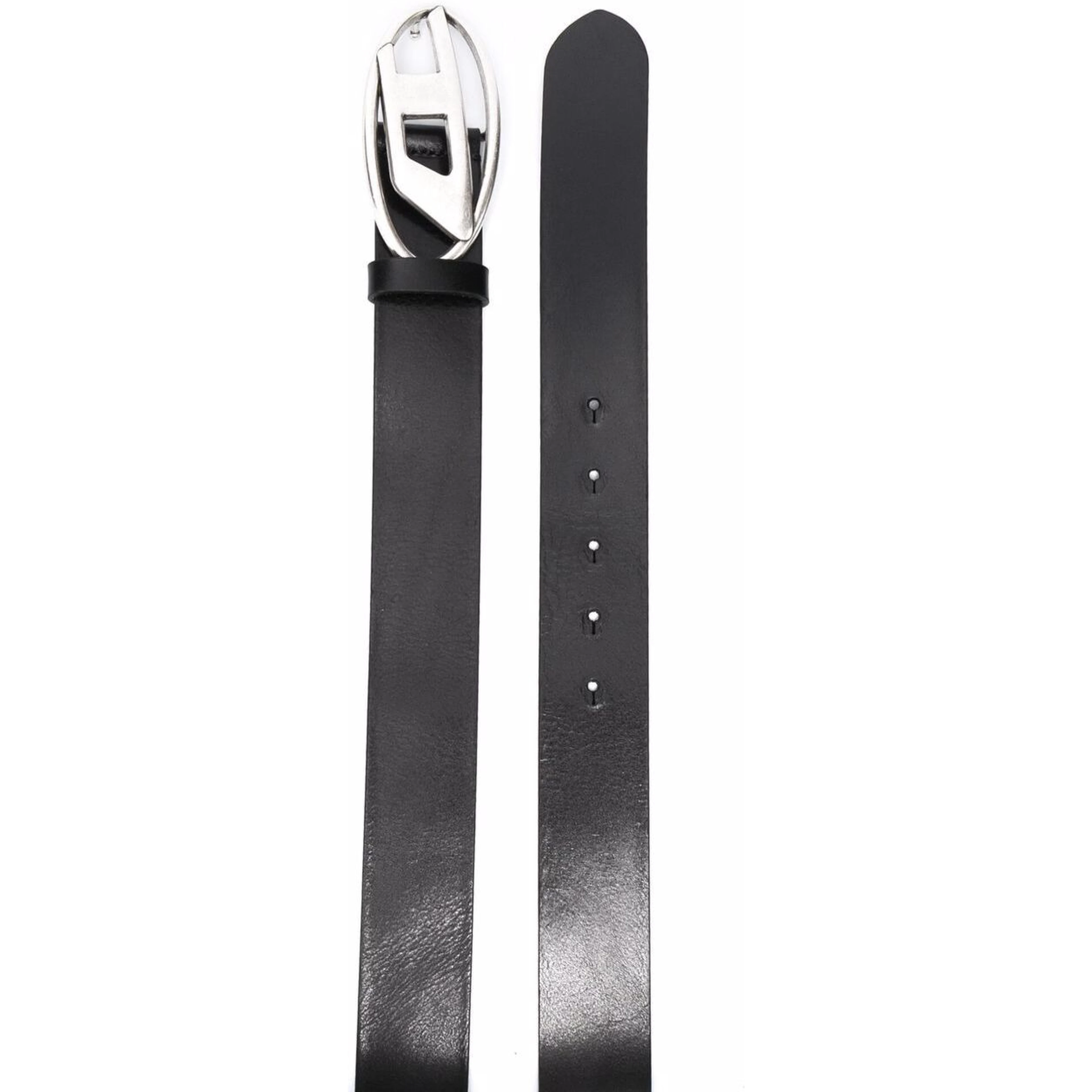 Black Belt with Oval D Logo Buckle Closure in Leather Man