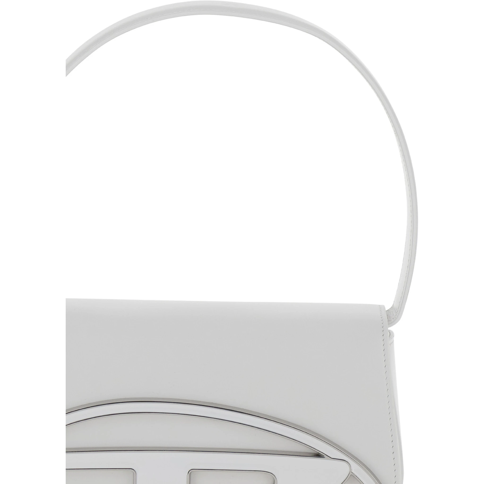 1DR White Shoulder Bag with Oval D Patch in Leather Woman