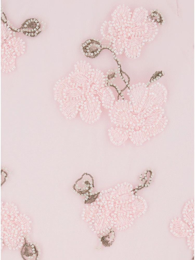 Pink Skirt with Pencil Design and Beaded Floral Detail in Fabric Woman alternative