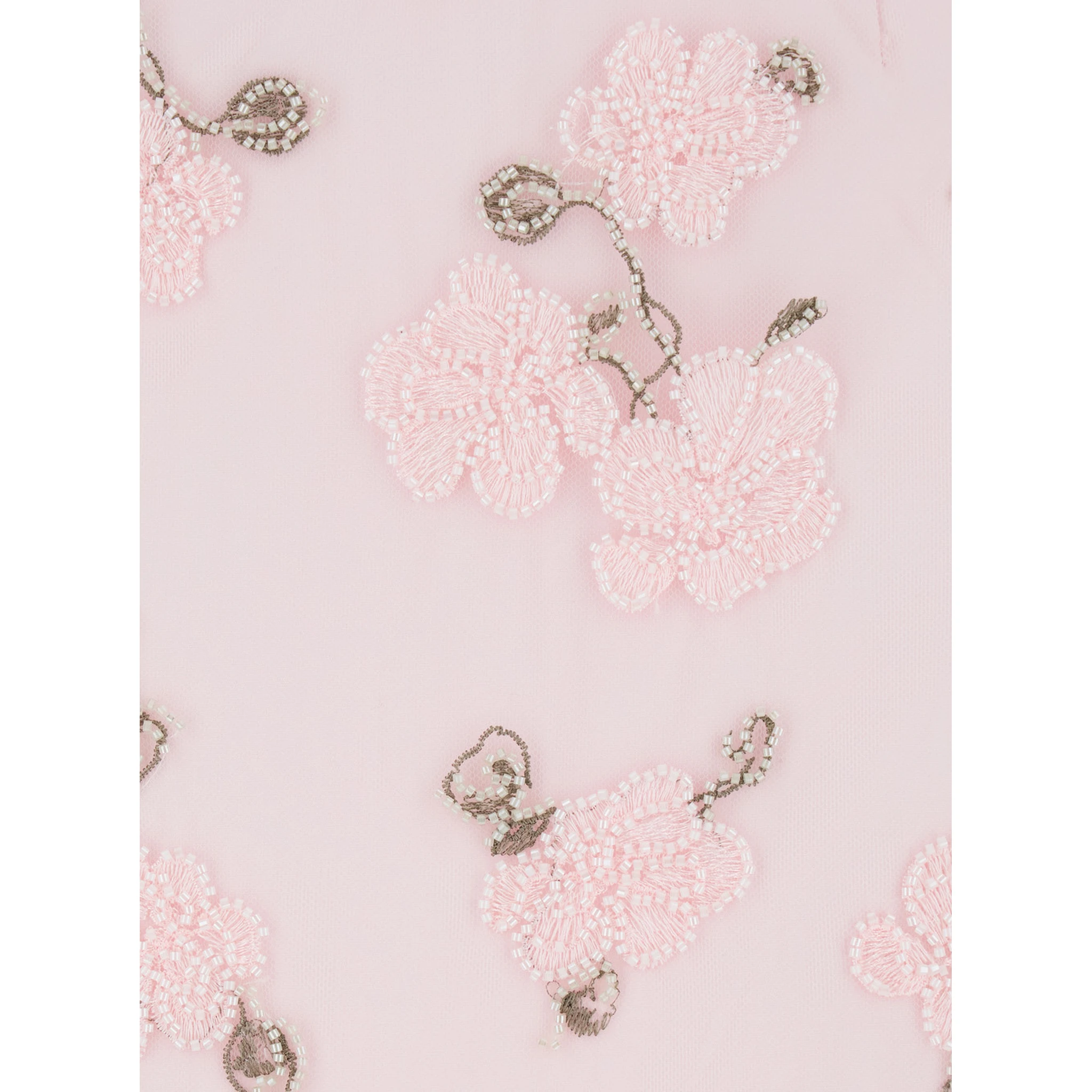 Pink Skirt with Pencil Design and Beaded Floral Detail in Fabric Woman