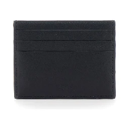 Black Card Holder with Gancini Plaque on the Front in Leather Man