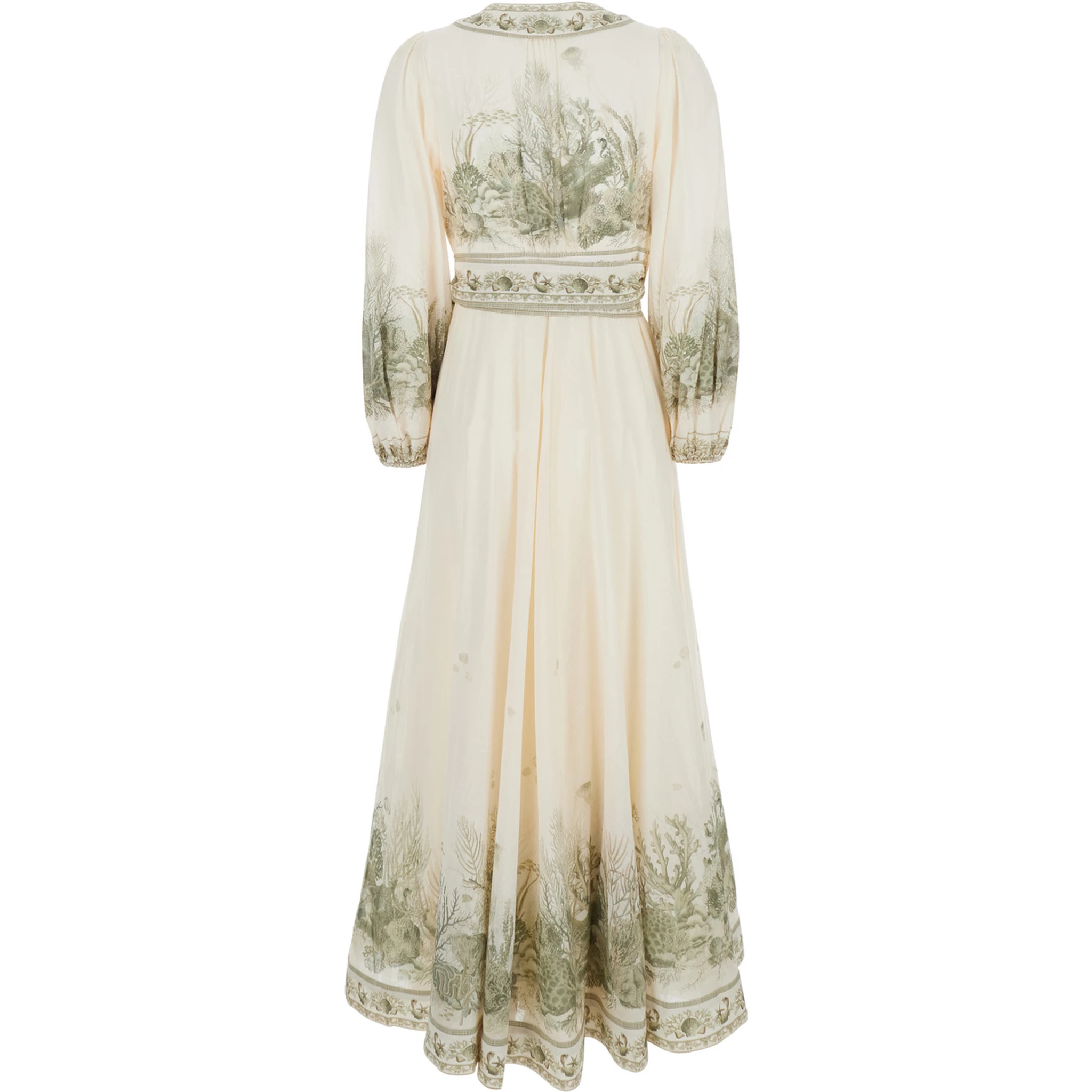 Wanderlust Multicolor Long Dress with V-Neck and All-Over Floral Print in Cotton Woman