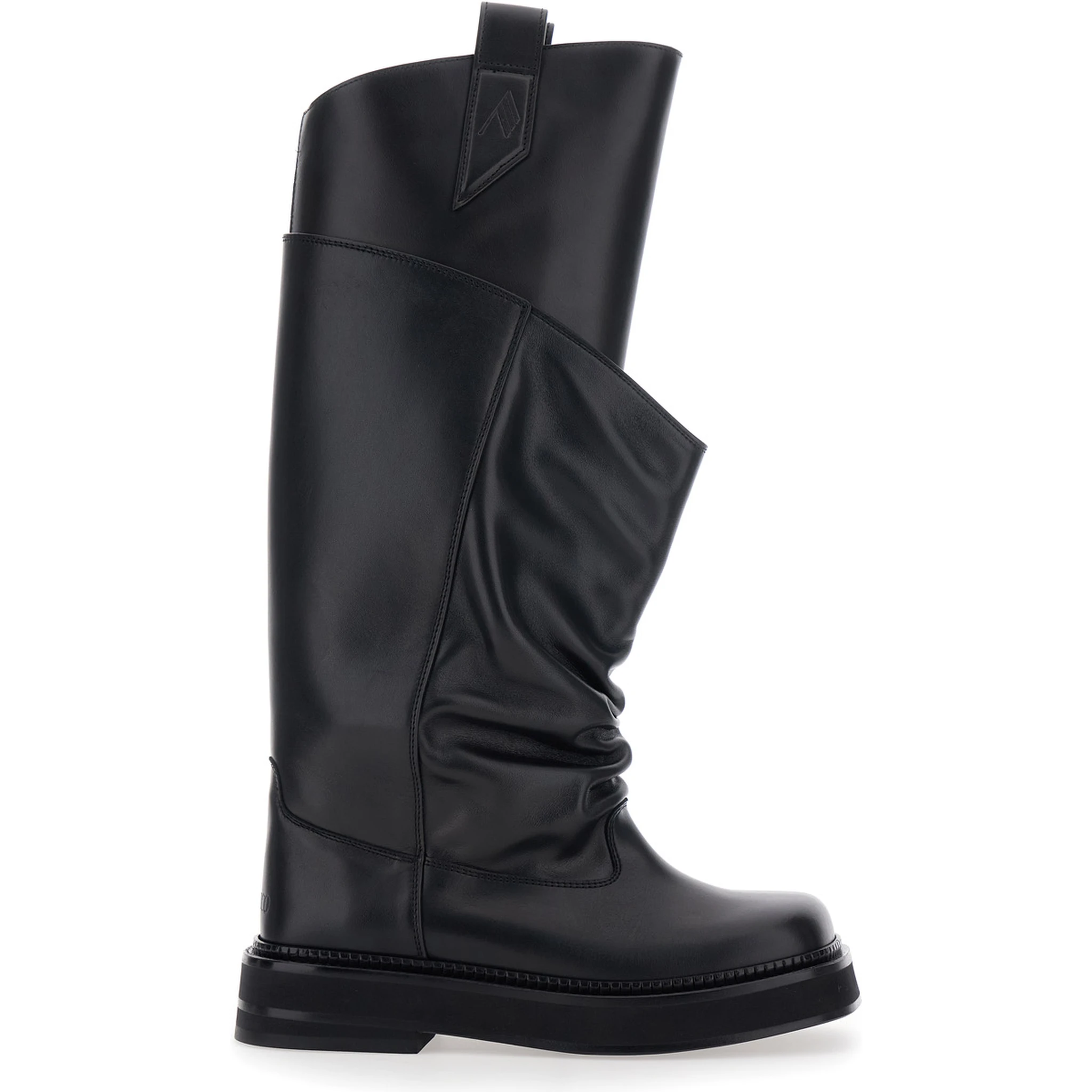 Passeggiata Black Boots with Heel-Tab and Rubber Sole in Leather Woman