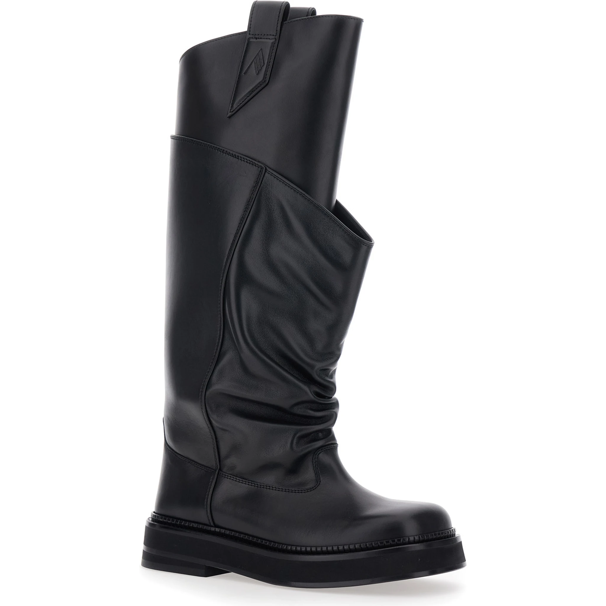 Passeggiata Black Boots with Heel-Tab and Rubber Sole in Leather Woman