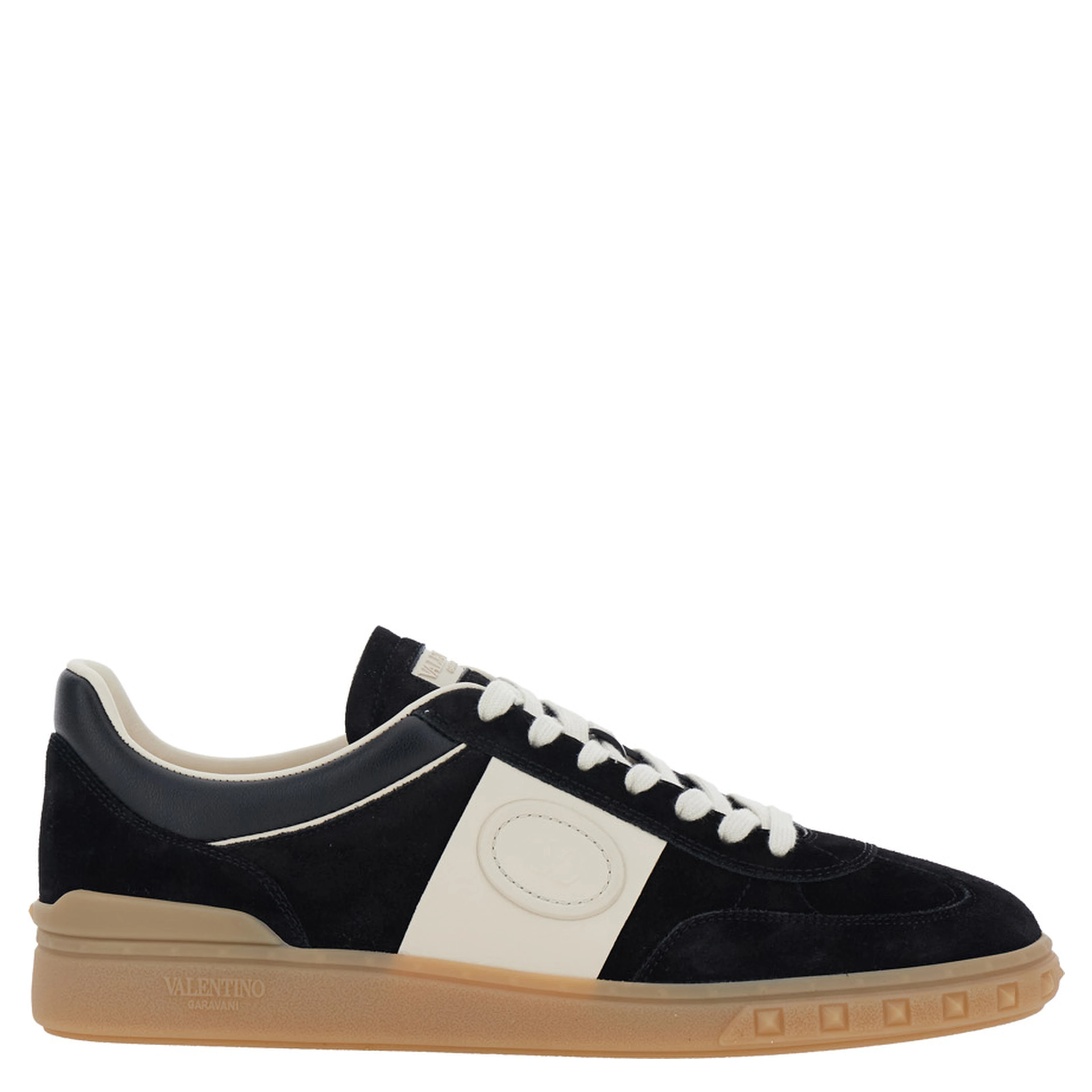Upvillage Black Low Top Sneakers with Logo Patch on the Tongue and Rockstud Embellishments on the Sole in Suede Man