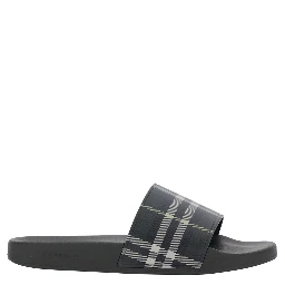 Dark Green Sandals with Check Motif on the Front in Rubber Man