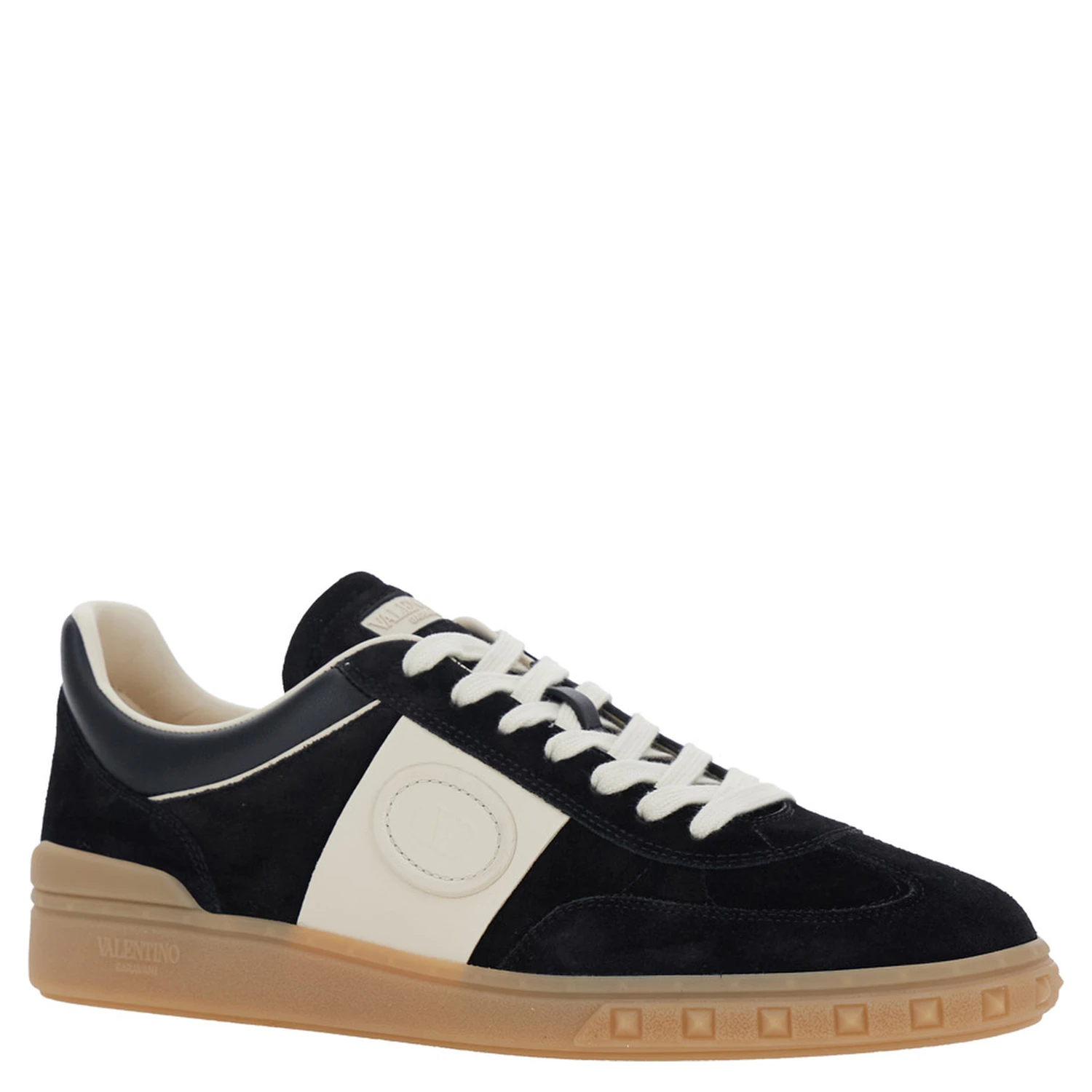 Upvillage Black Low Top Sneakers with Logo Patch on the Tongue and Rockstud Embellishments on the Sole in Suede Man