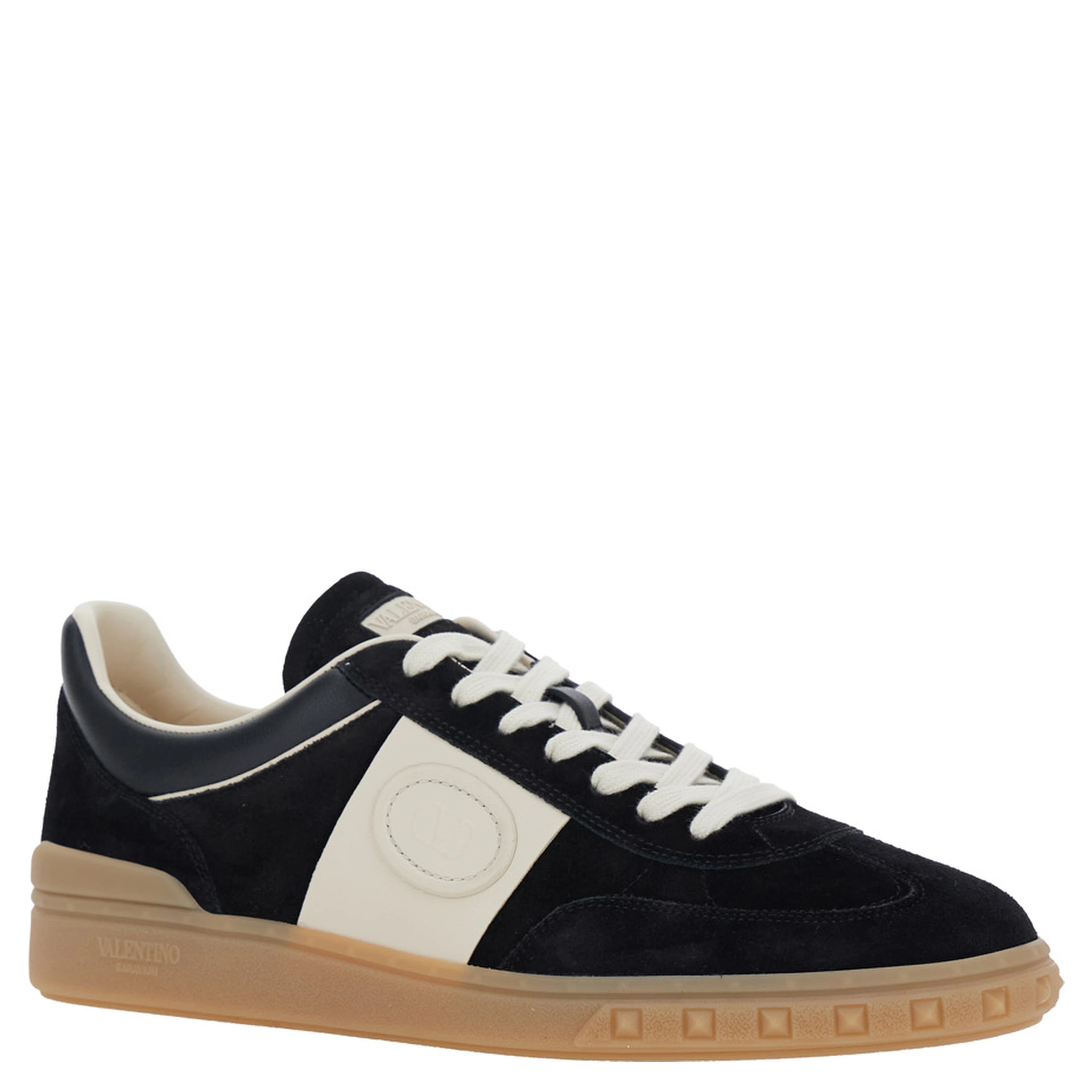 Upvillage Black Low Top Sneakers with Logo Patch on the Tongue and Rockstud Embellishments on the Sole in Suede Man