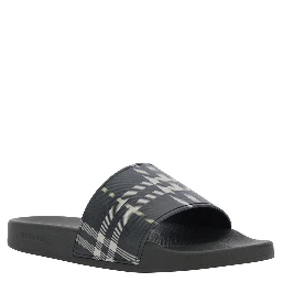 Dark Green Sandals with Check Motif on the Front in Rubber Man