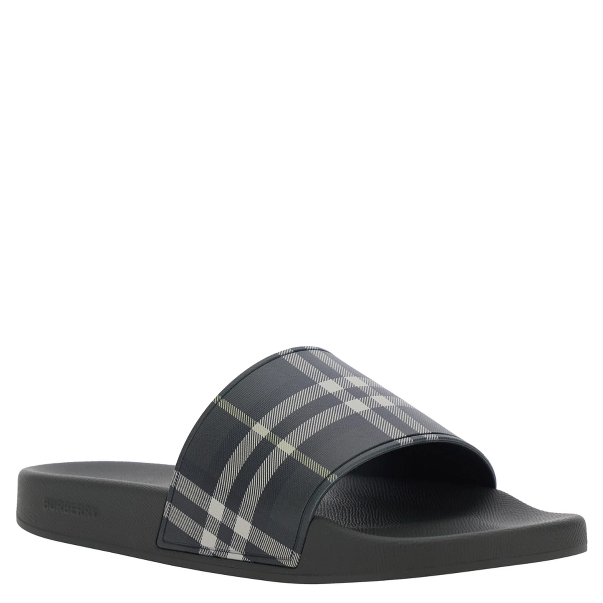 Dark Green Sandals with Check Motif on the Front in Rubber Man