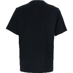 تيشيرت أسود برقبة دائرية وشعار مطبوع على الجهة الأمامية من القطن الرجالي