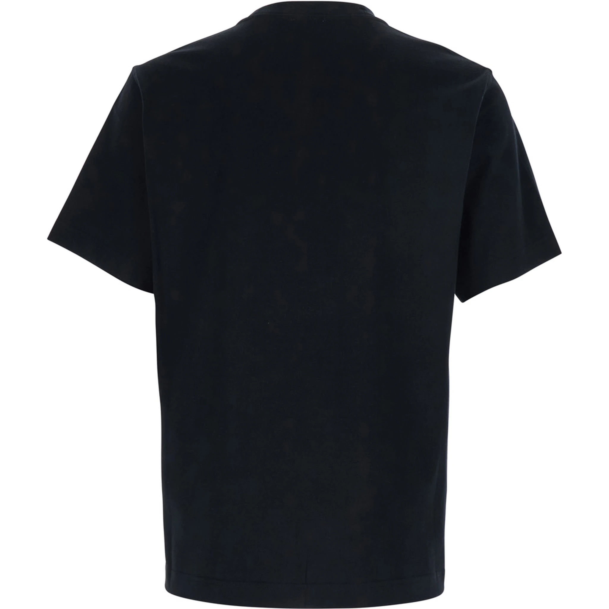 تيشيرت أسود برقبة دائرية وشعار مطبوع على الجهة الأمامية من القطن الرجالي