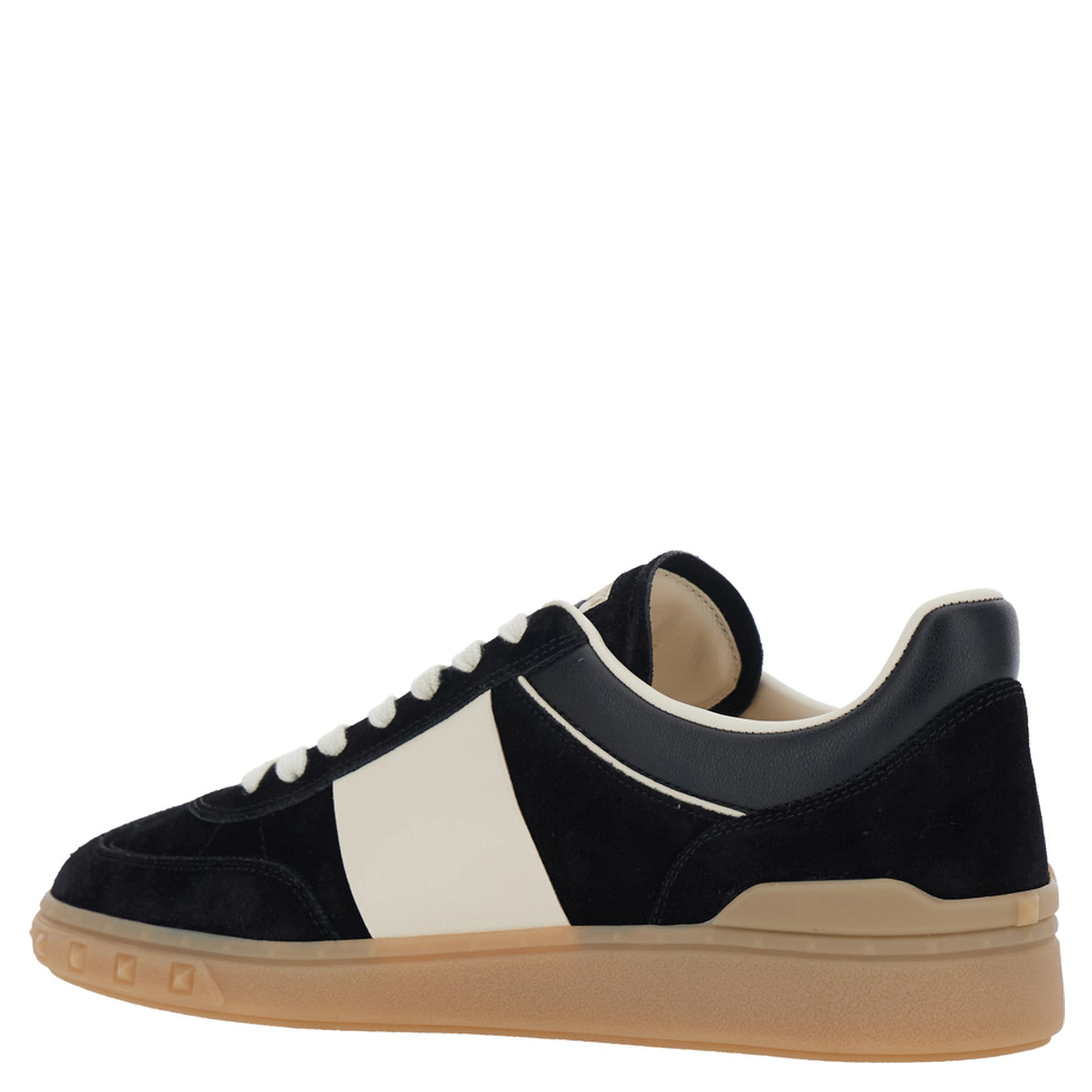 Upvillage Black Low Top Sneakers with Logo Patch on the Tongue and Rockstud Embellishments on the Sole in Suede Man