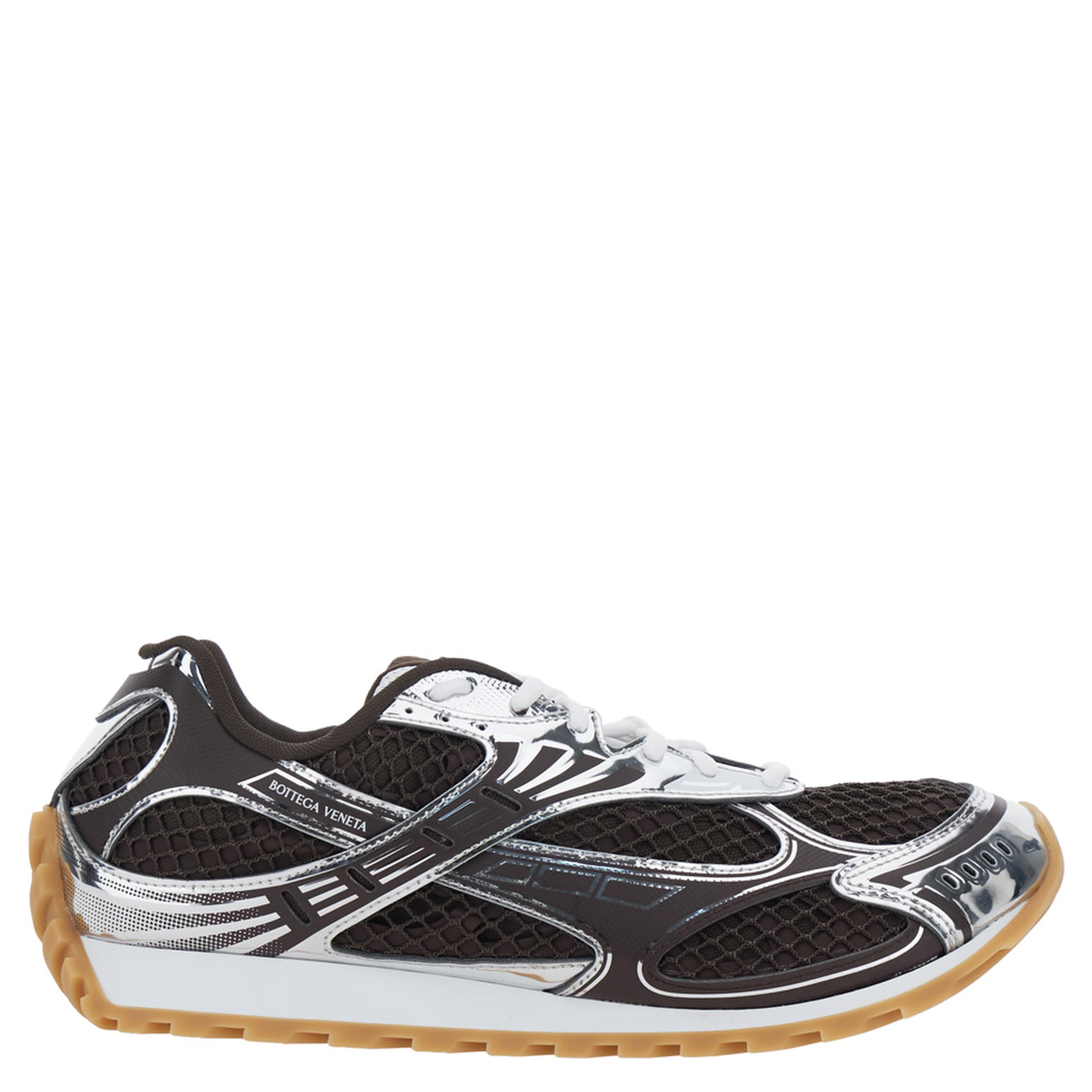 Orbit Brown Sneakers with Logo Lettering Print in Tech Fabric Man