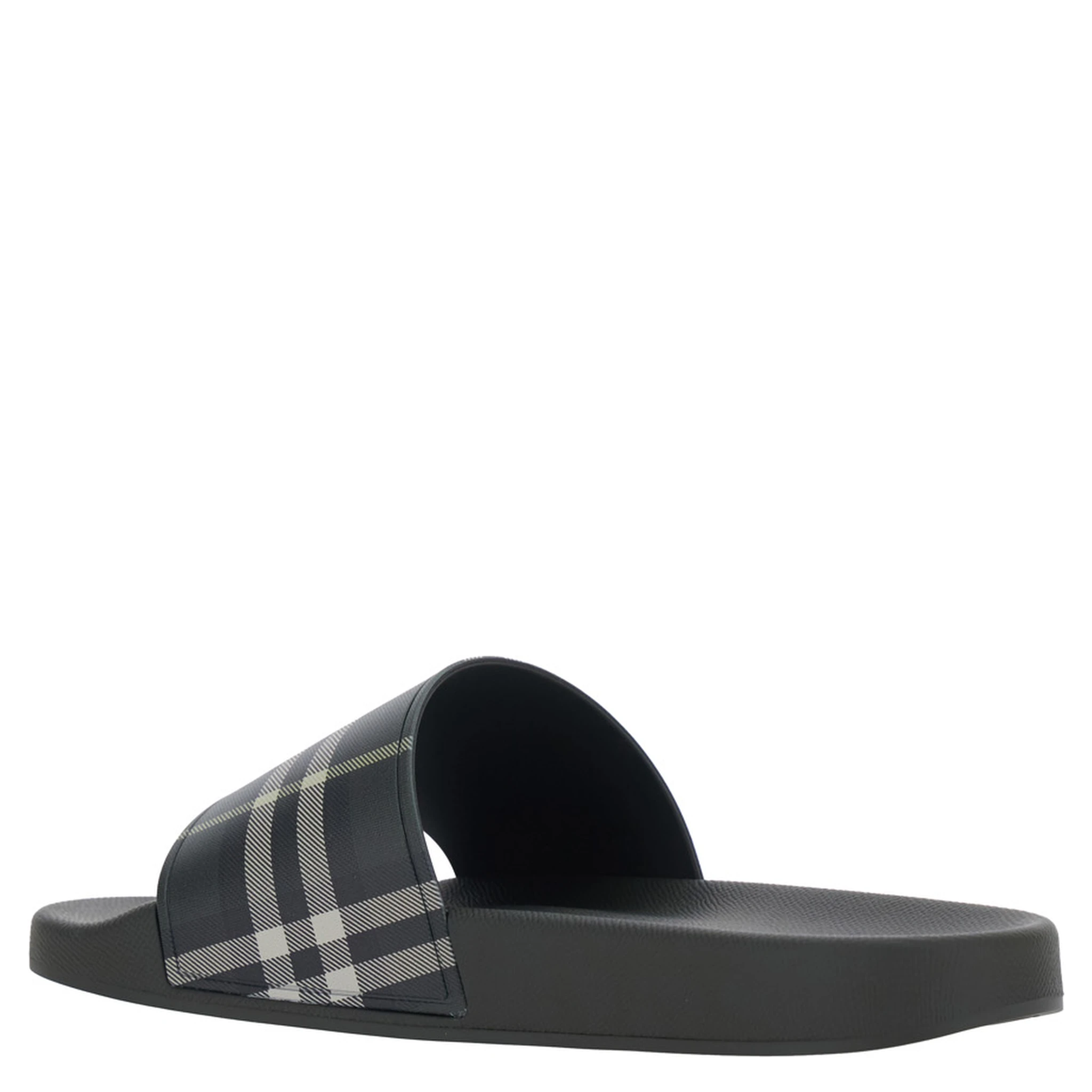 Dark Green Sandals with Check Motif on the Front in Rubber Man