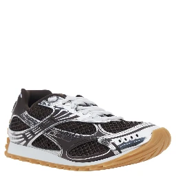 Orbit Brown Sneakers with Logo Lettering Print in Tech Fabric Man