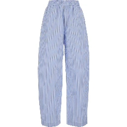 Light Blue Pants witth Striped Design and Elastic Waist in Cotton Poplin Woman