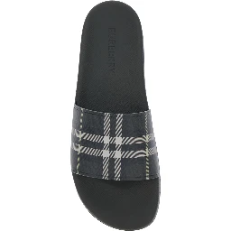 Dark Green Sandals with Check Motif on the Front in Rubber Man