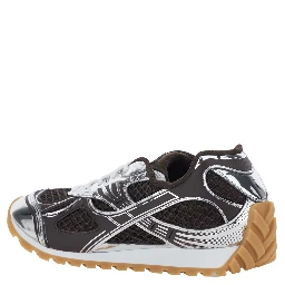 Orbit Brown Sneakers with Logo Lettering Print in Tech Fabric Man