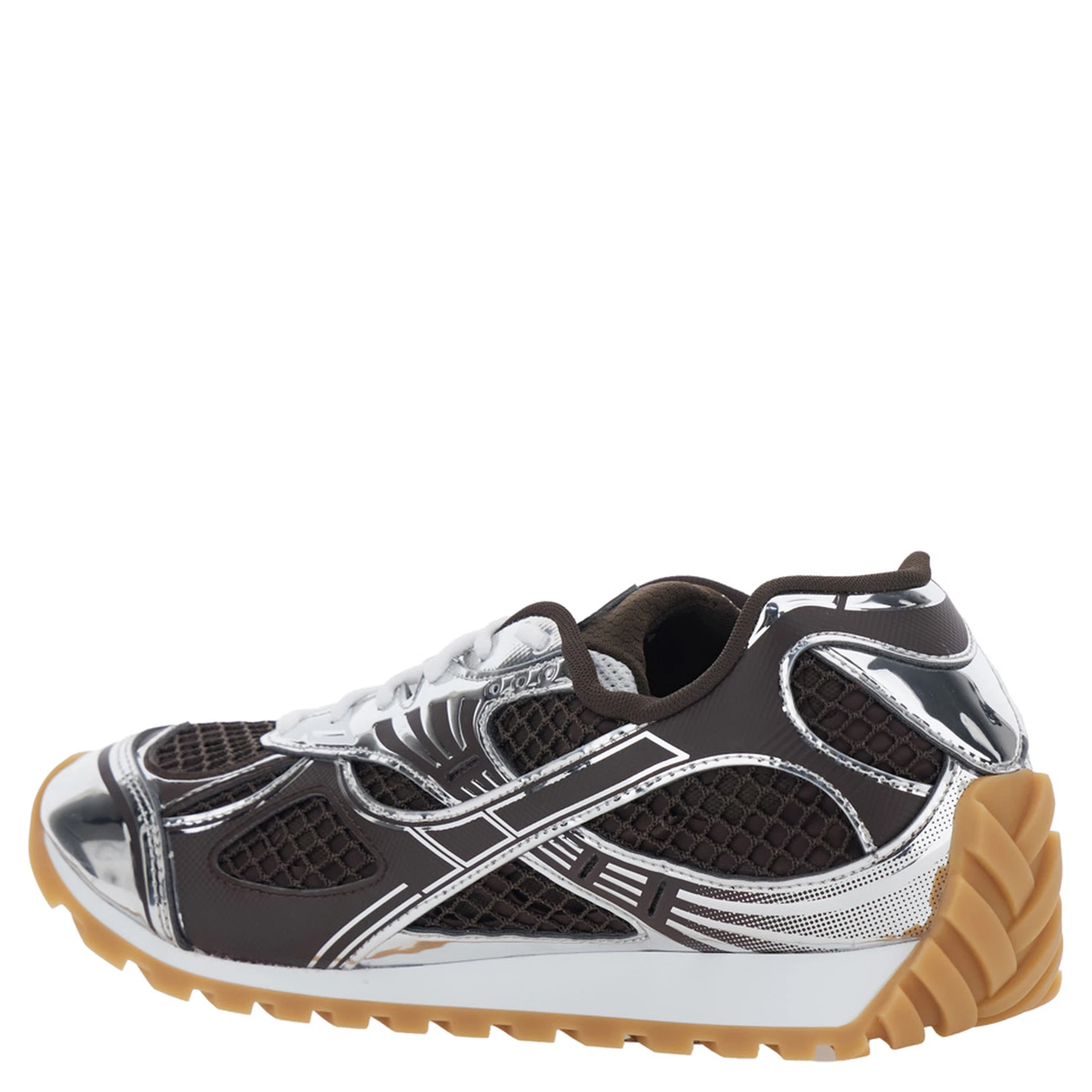 Orbit Brown Sneakers with Logo Lettering Print in Tech Fabric Man