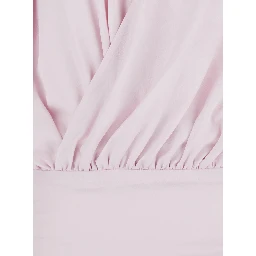Pink Dress with Deep V-Neck and Draped Design in Silk Woman