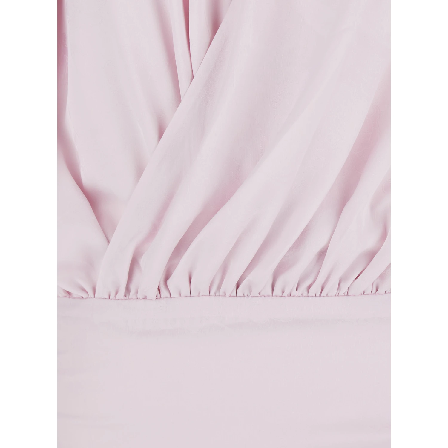 Pink Dress with Deep V-Neck and Draped Design in Silk Woman