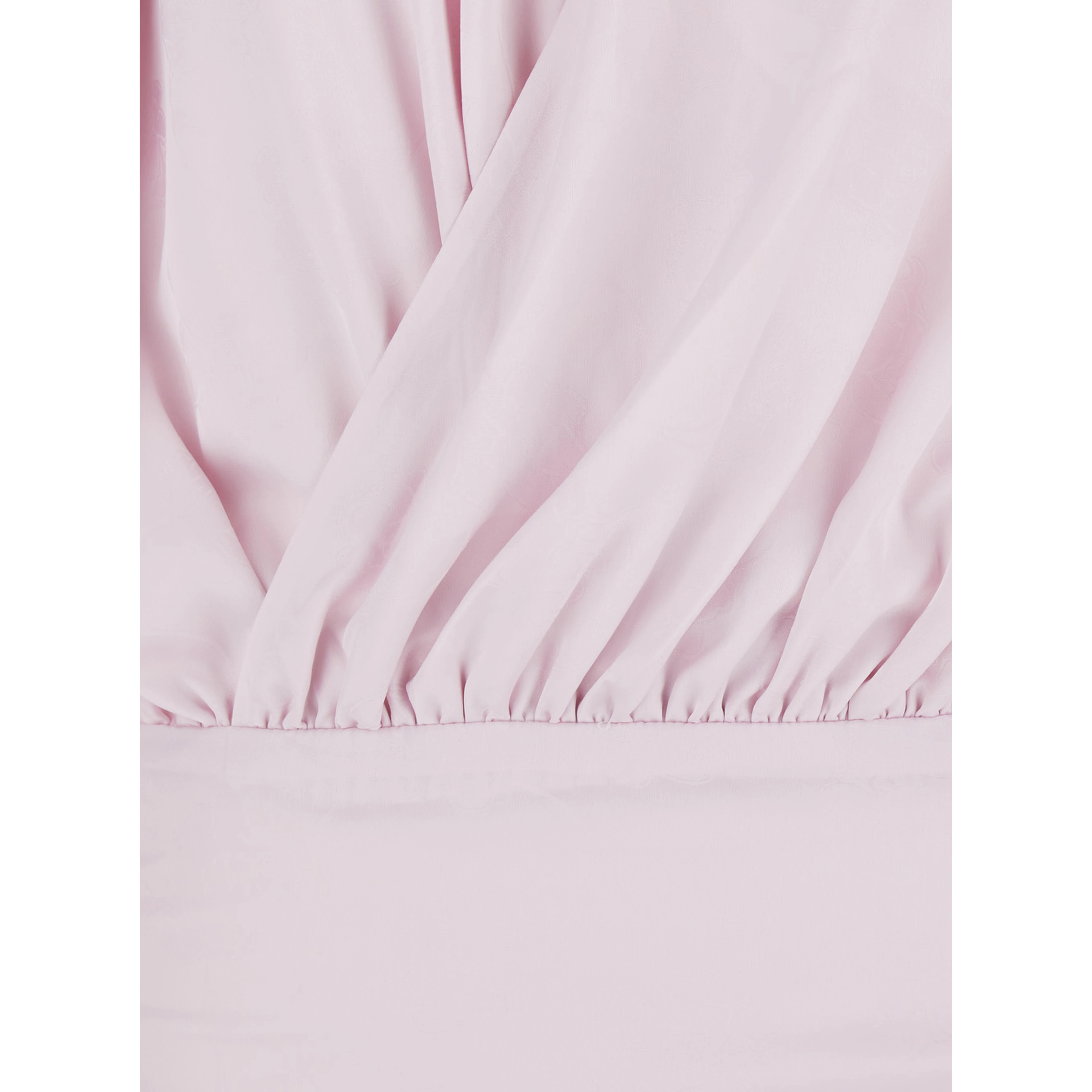 Pink Dress with Deep V-Neck and Draped Design in Silk Woman