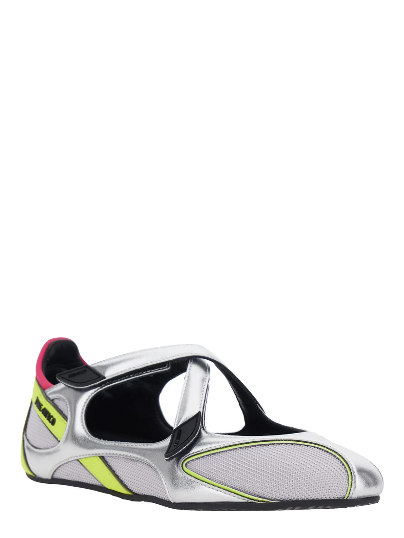 Floor 01 Multicolor Ballet Shoes with Logo on the Side and Cut-Out Design in Fabric Woman