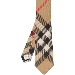 Beige Classic-Style Tie with Vintage Check Print Man