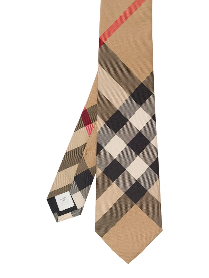 Beige Classic-Style Tie with Vintage Check Print Man