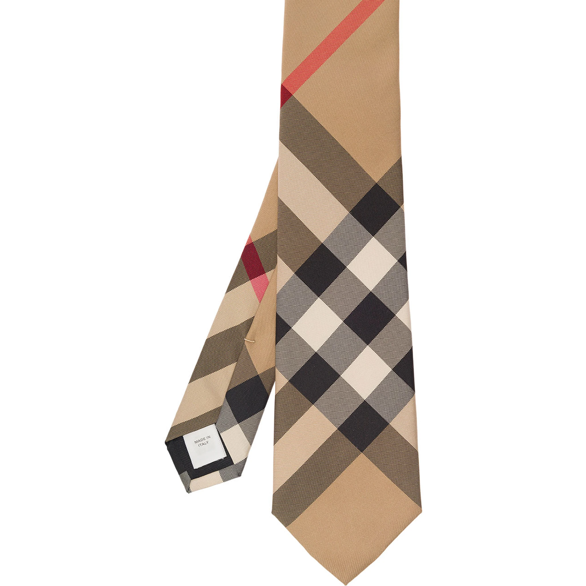 Beige Classic-Style Tie with Vintage Check Print Man