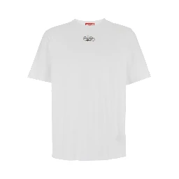 T-Adjust-Od White T-Shirt with Logo Patch on the Front in Cotton Man