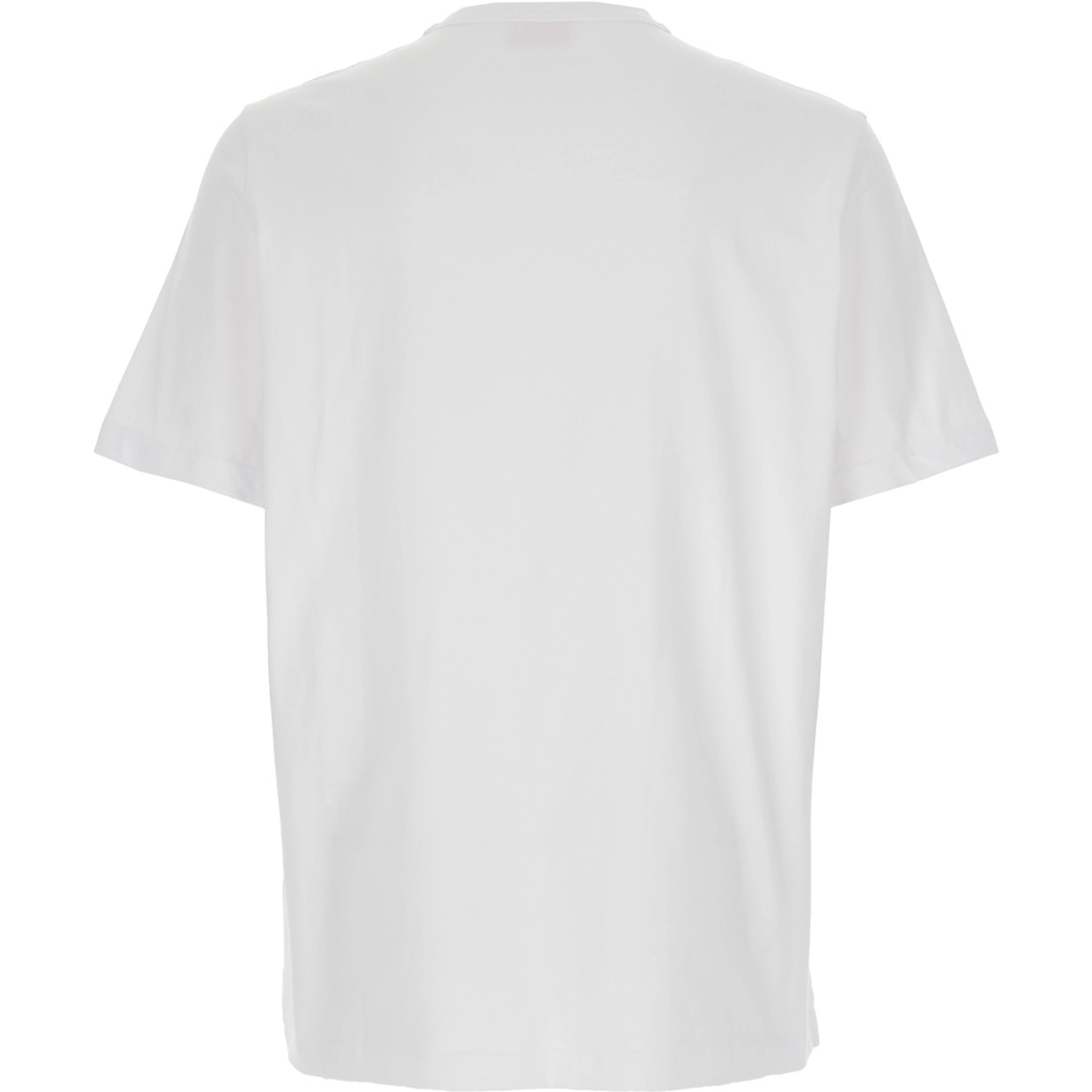 T-Adjust-Od White T-Shirt with Logo Patch on the Front in Cotton Man